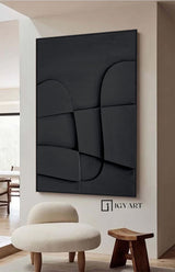 Wood carving wall art Black Sculptured art Painting Black Textured Wall art Black sculptured minimalist art Customized colors