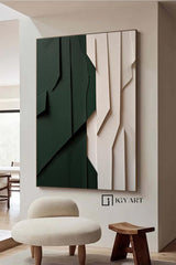 Green Sculptured art Painting Wood carving wall art Green Textured Wall art Customized colors