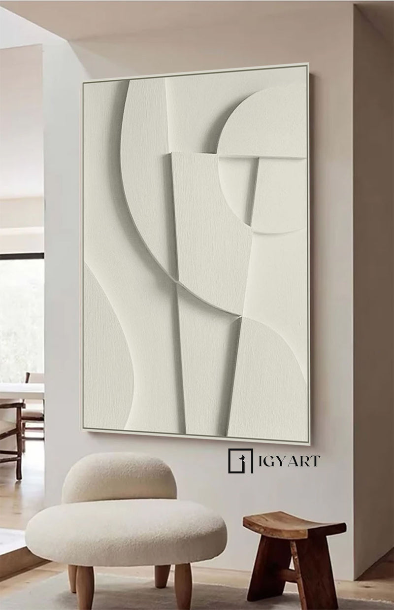 White Textured Wall art Wood carving wall art White Sculptured art Painting White sculptured minimalist art Customized colors