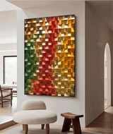 Geometric Wood Art Sculptured art Painting Colorful sculpture Textured Wall Decor Wood Block Art Geometric Wood Wall Art