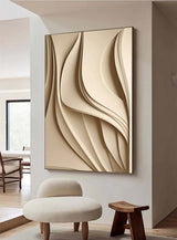 Beige sculpture Textured Wall Decor Beige Sculptured Wood Block Art Sculptured art Painting Geometric Wood Wall Art