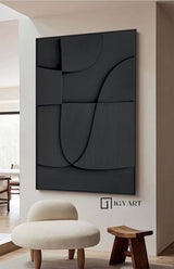 Black Textured Wall art Wood carving wall art Black Sculptured art Painting Black sculptured minimalist art Customized colors