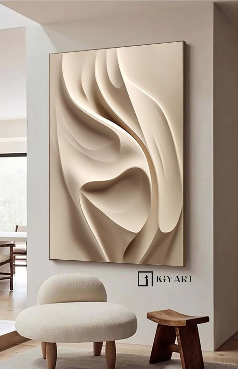 Beige wood carving wall art Beige Sculptured art Vertical wood carving wall art Customized colors