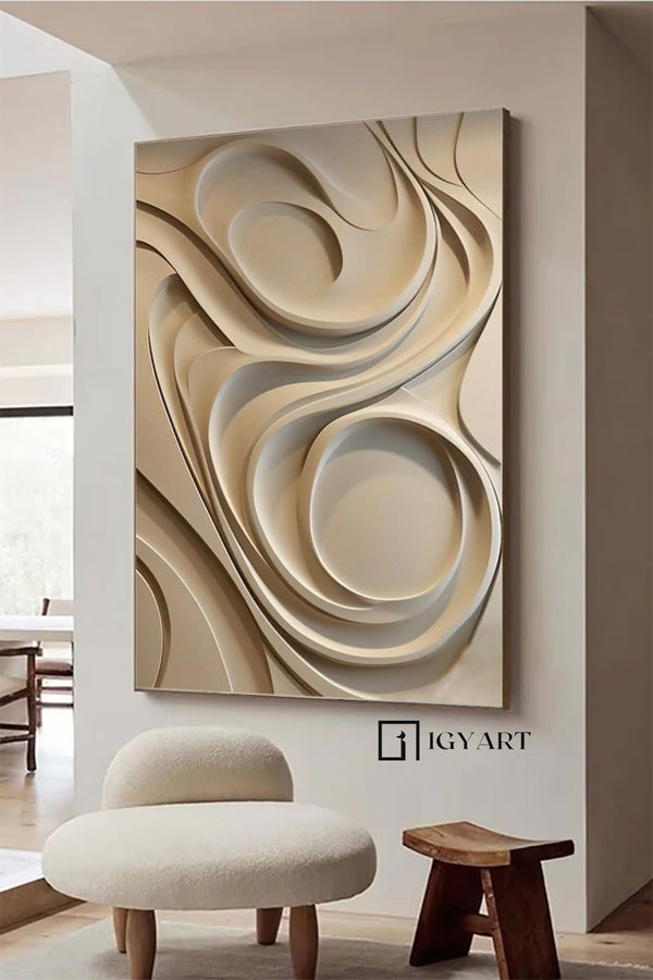 Beige wood carving wall art Beige Sculptured art Vertical wood carving wall art Customized colors