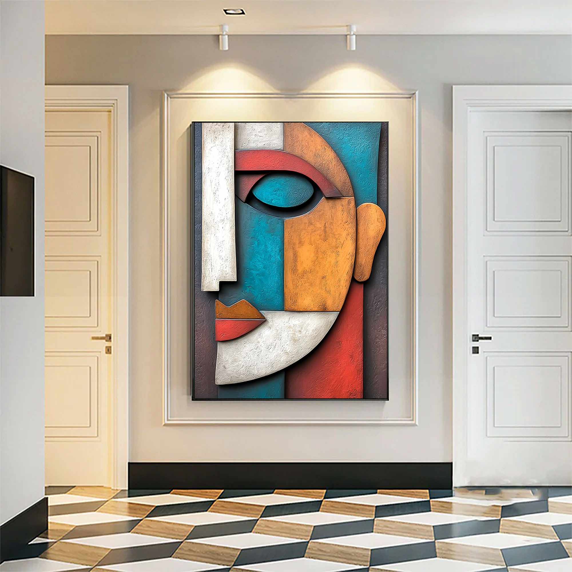 Face 3D Textured Wall Decor Face Sculptured art Painting Textured art 