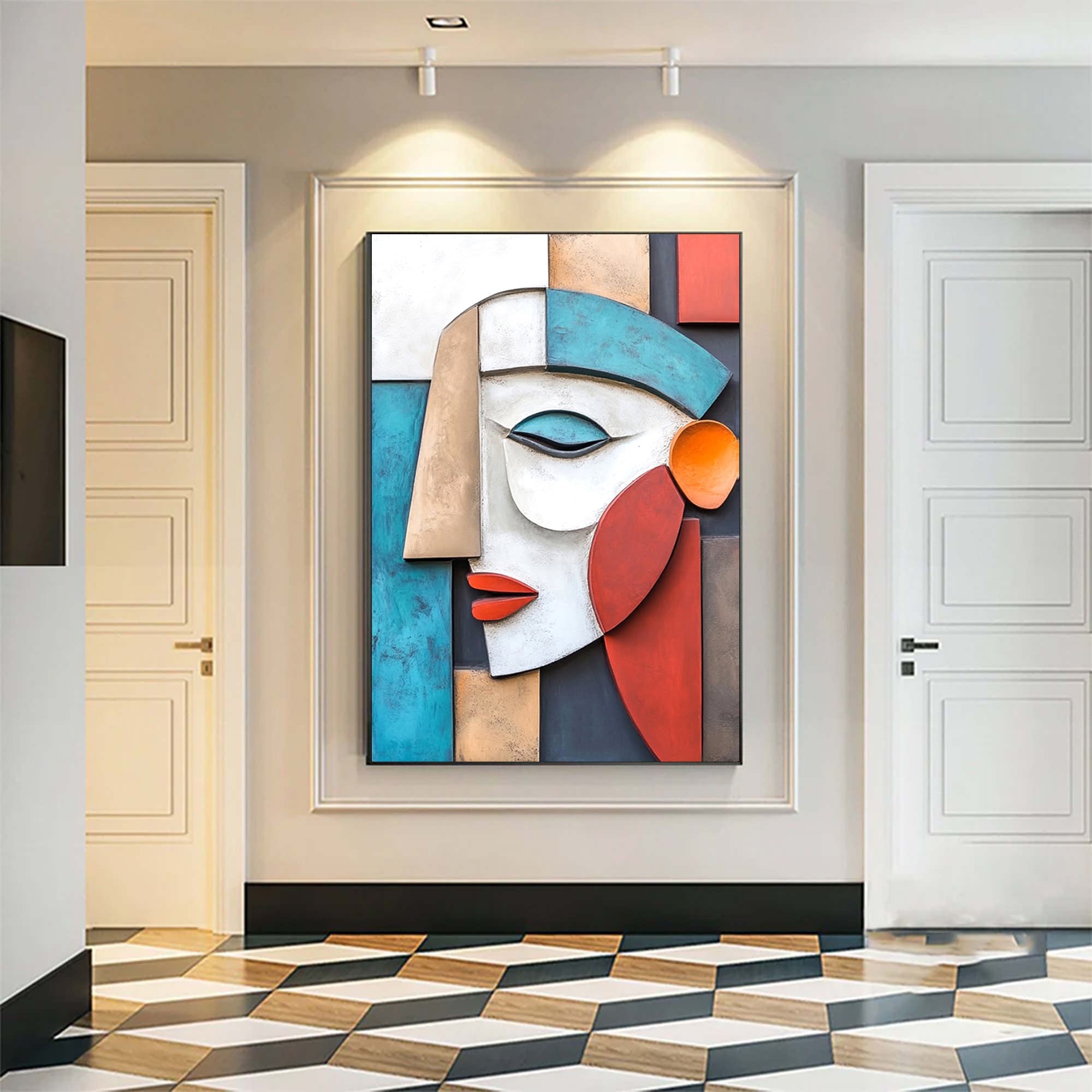 Wood carving wall art Wooden wall decor Art face 3D Textured Wall Decor