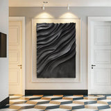 Black sculpture Textured Wall art Black sculpture Wall art Black Wood carving wall art Black Abstract Art