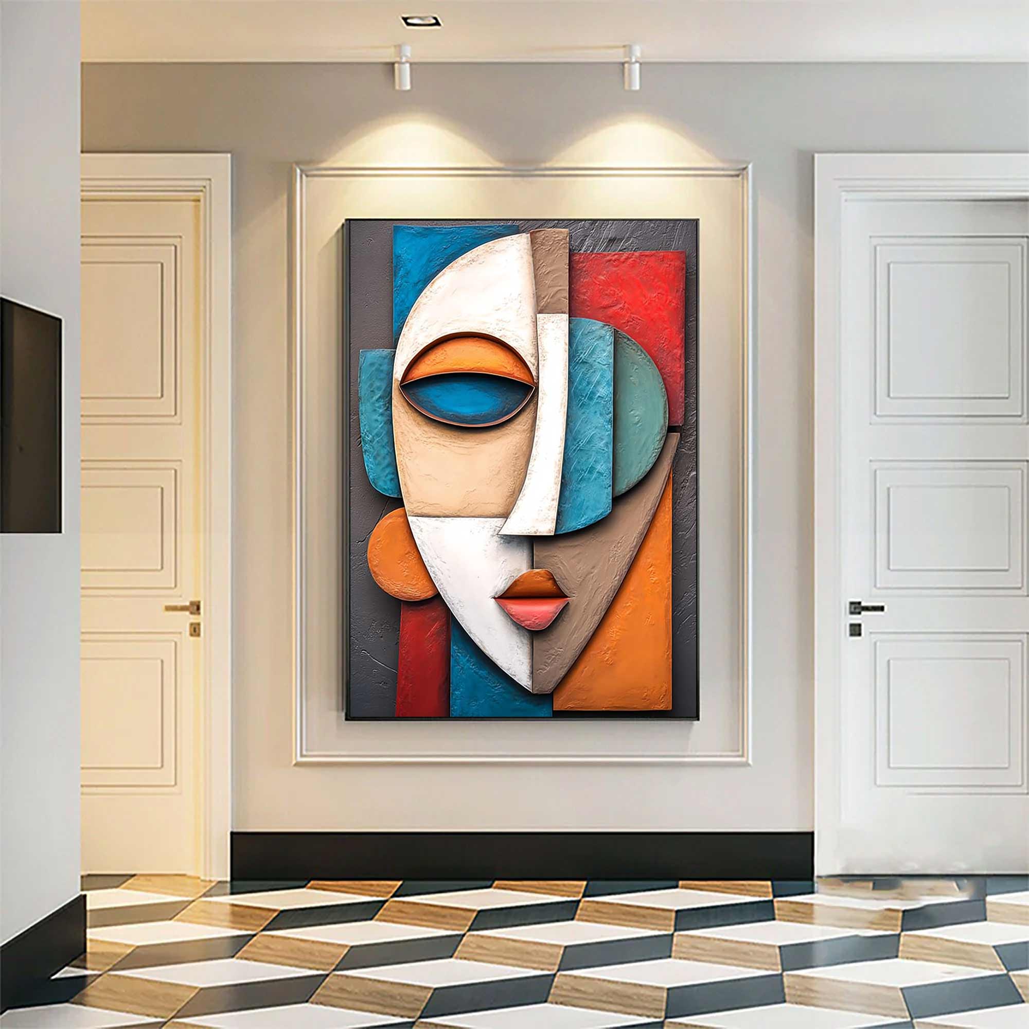 face Sculptured art Abstract Wood carving wall art Wooden wall decor Art