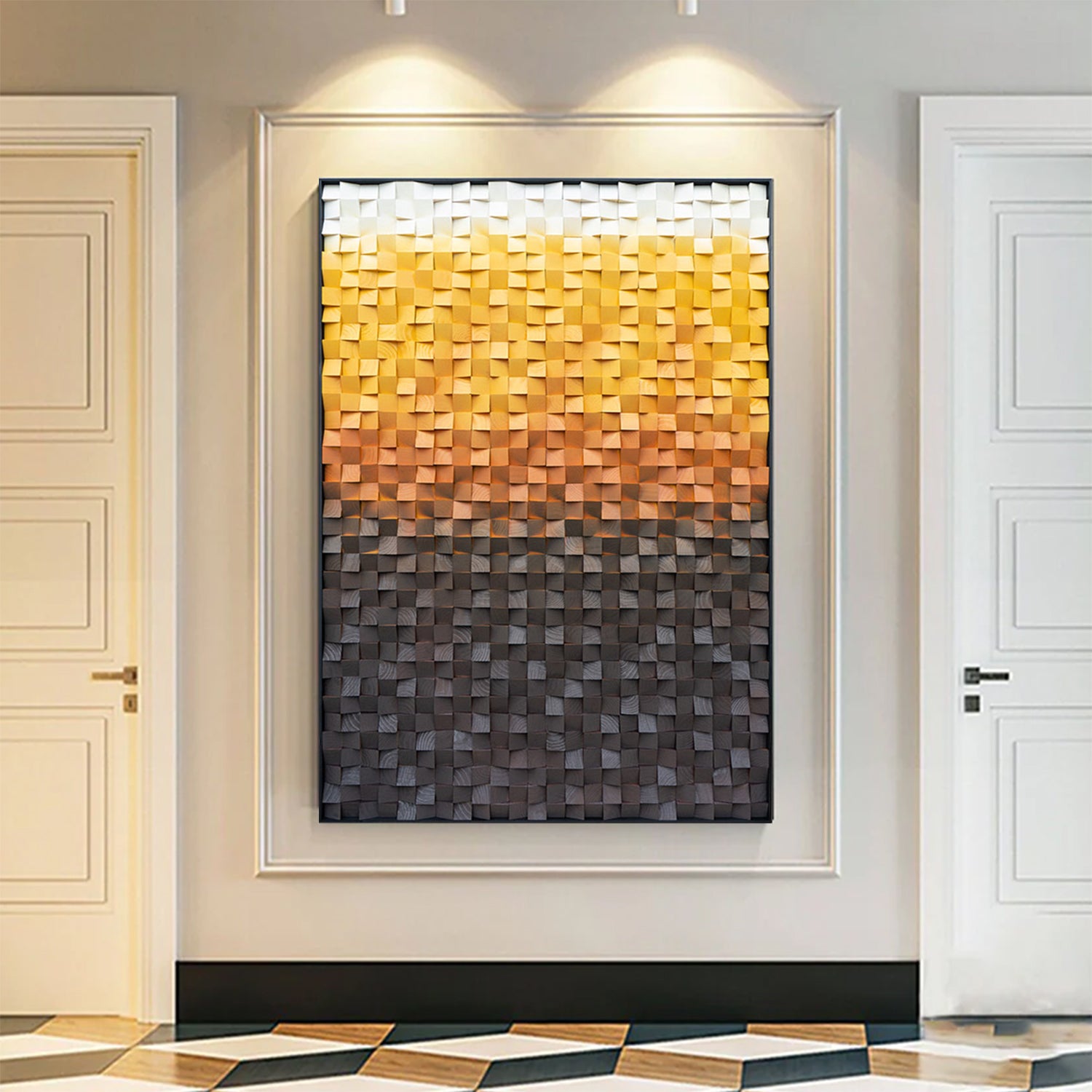 Gold Wood Collage Wall Art decor Gold Sculptured Textured Wall Art 