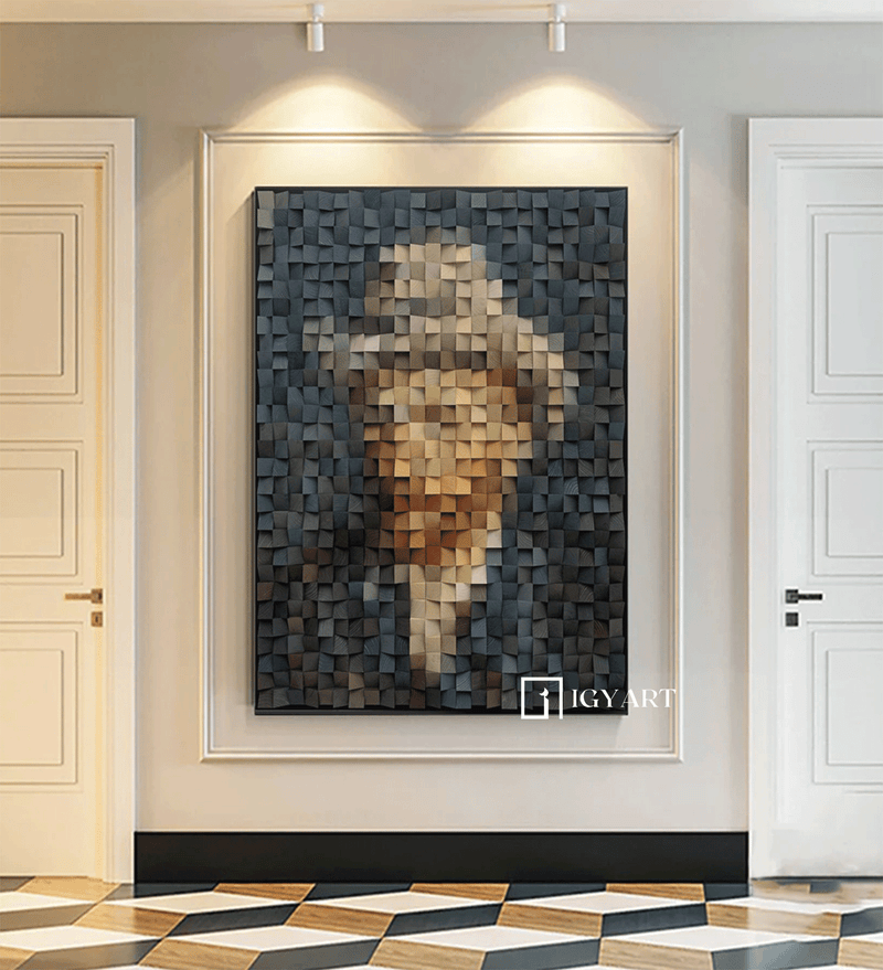 Van Gogh Portrait Art Geometric Wood Art Sculptured art Painting Wood Block Art Geometric Wood Wall Art