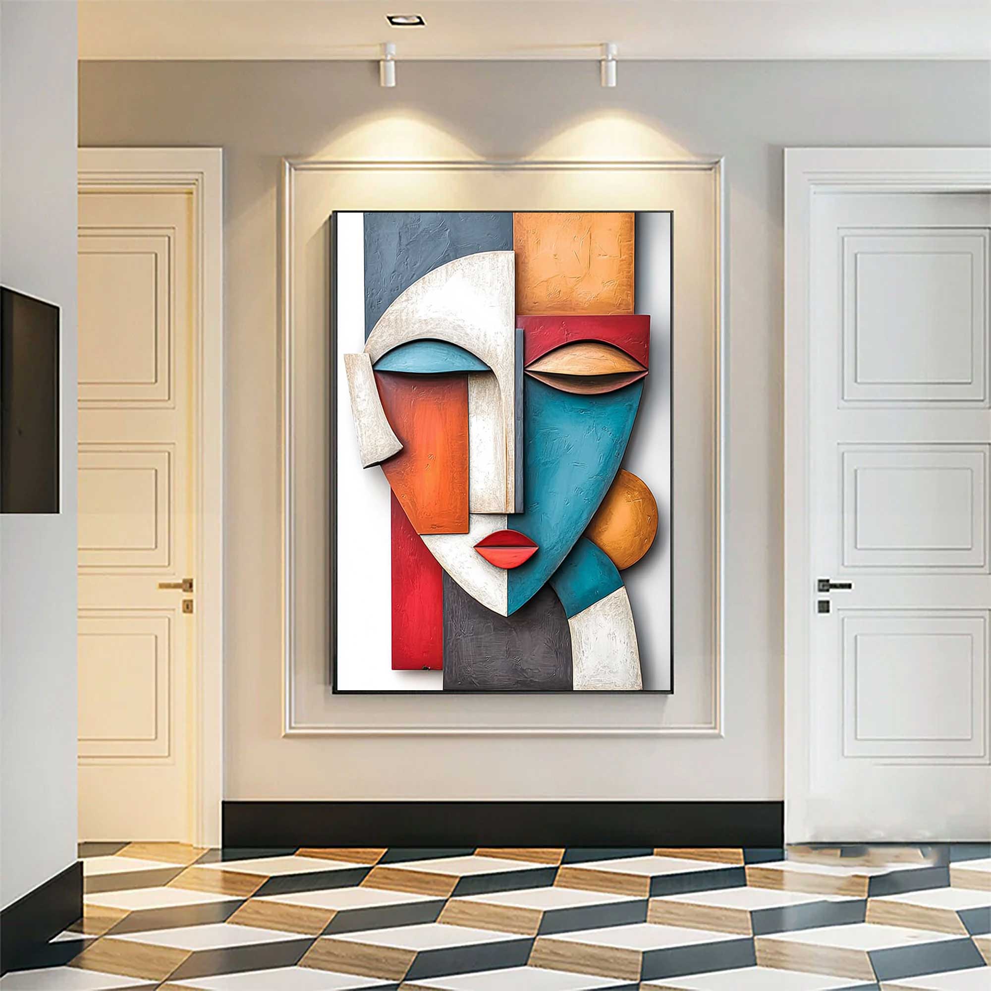 face 3D Textured Wall Decor face Sculptured art Painting Face painting