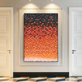 Wood Collage Wall Art decor orange color Sculptured Textured Wall Art 