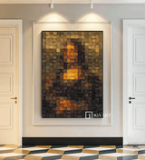 Mona Lisa's Smiling Portrait Art Geometric Wood Art Sculptured art Painting Wood Block Art