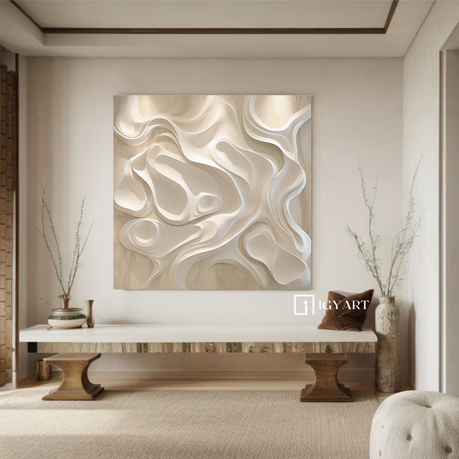 Sculptured art Painting Wood carving wall art 3D Textured Wall Decor 