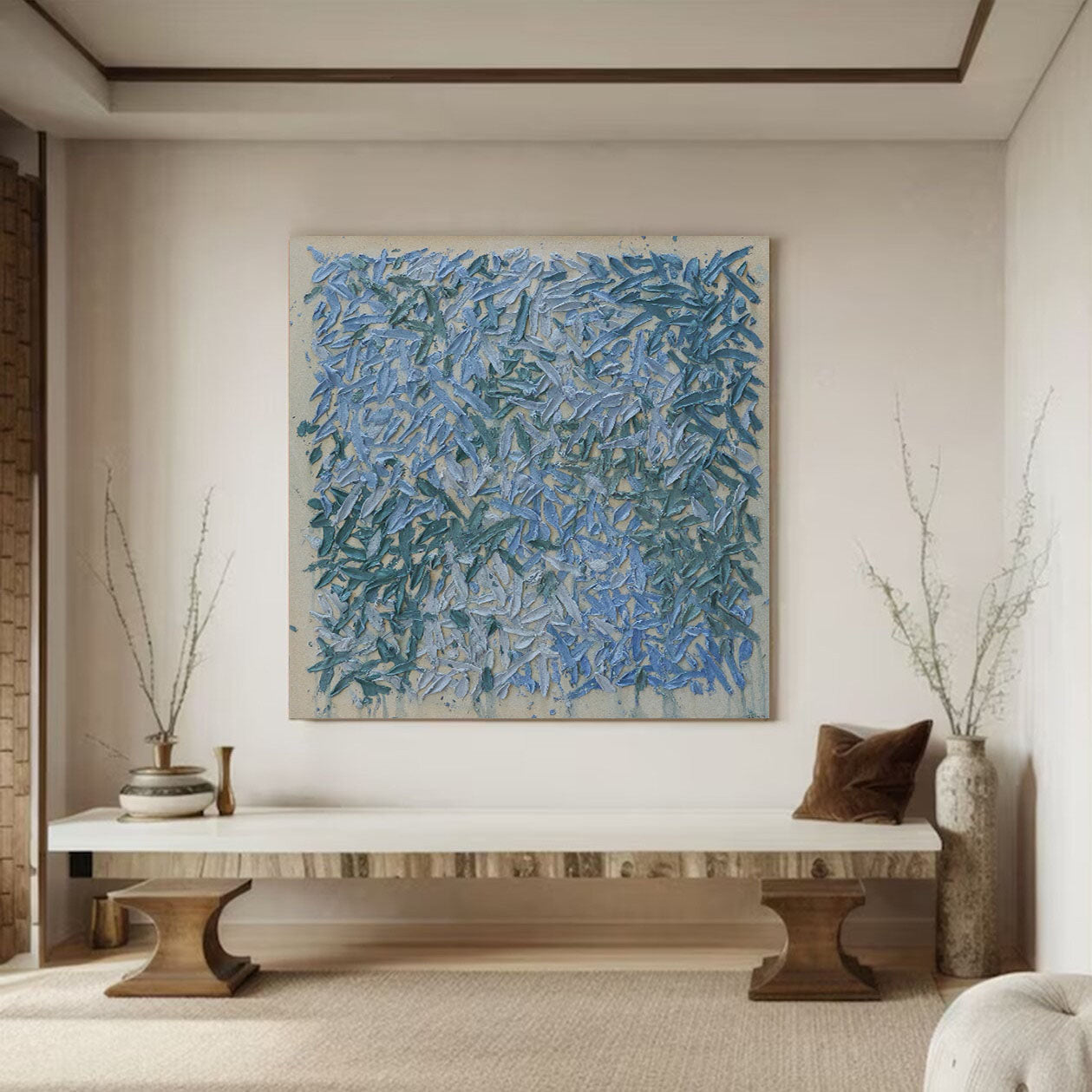 Large Blue abstract painting Blue texture wall art Blue Abstract Art