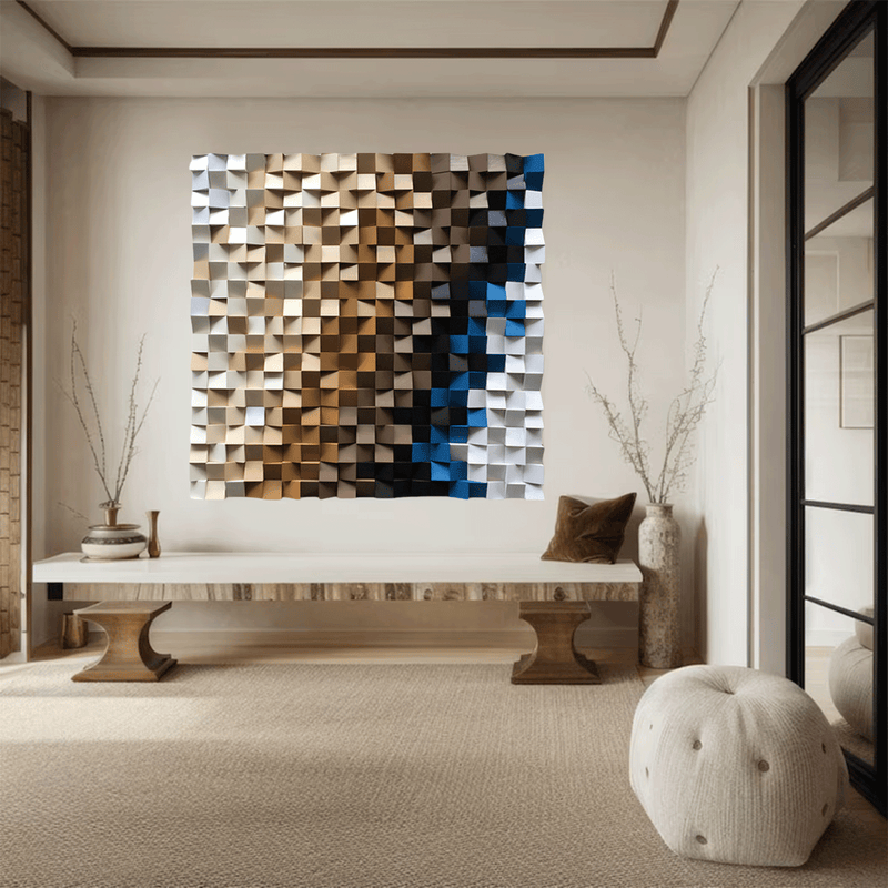 sculpture Textured Wall Decor Wood Block Art Geometric Wood Art Sculptured art Painting