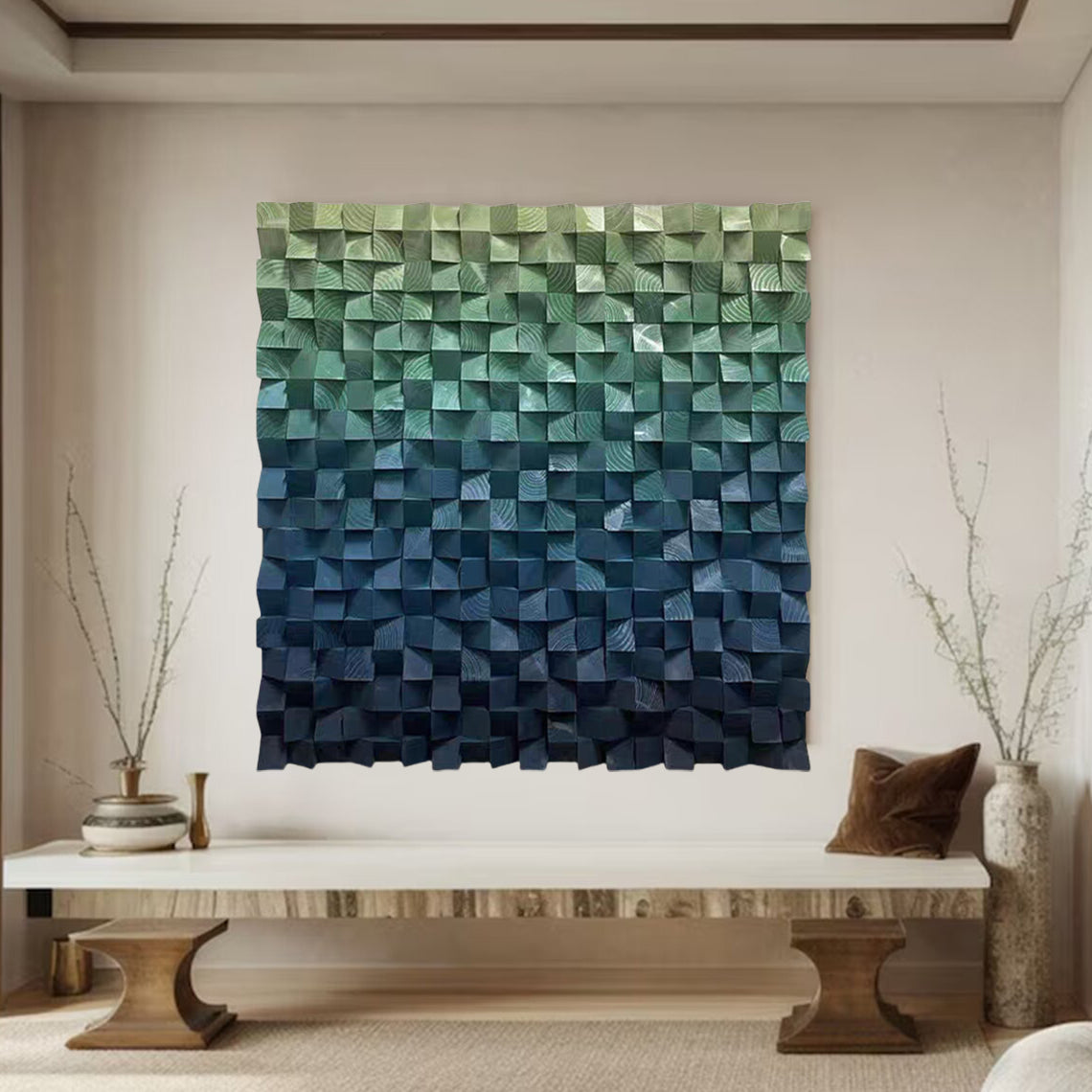 Wood wall Decor Wood Block Art Geometric Wood Art Sculptured art