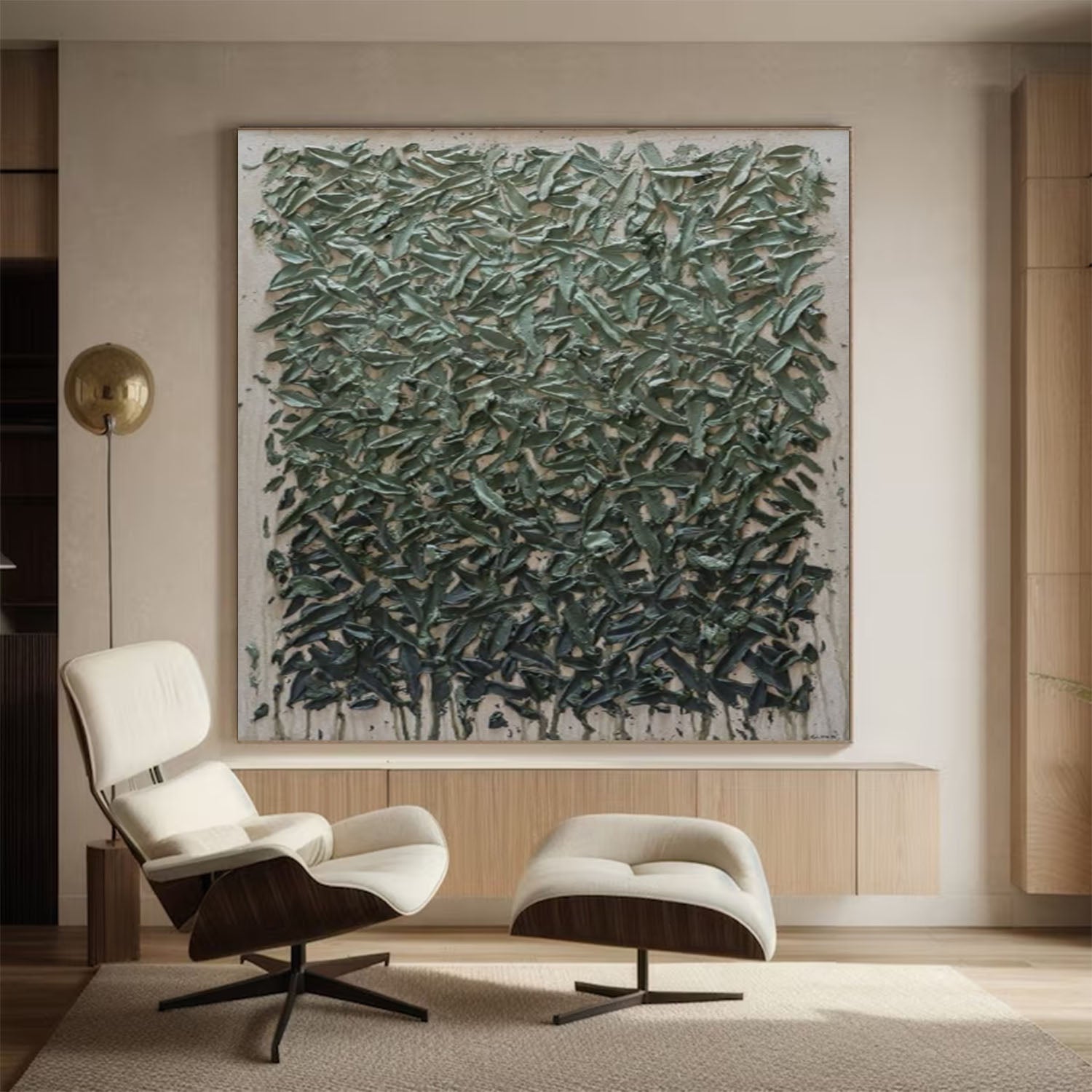 Large green abstract painting Green texture wall art green painting 