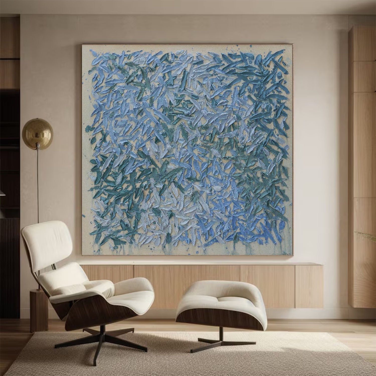 Large Blue abstract painting Blue texture wall art Blue Abstract Art