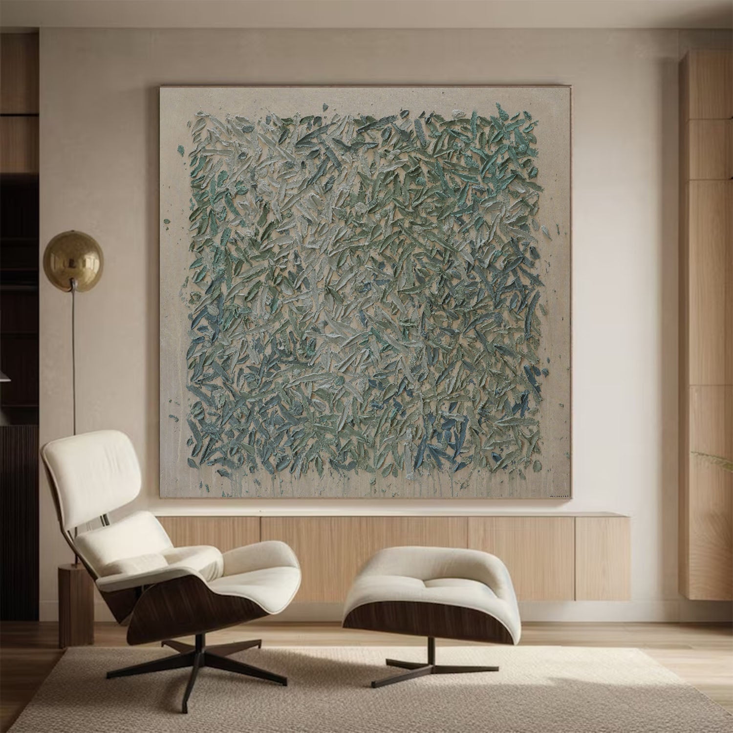 Green texture wall art green painting large green abstract painting