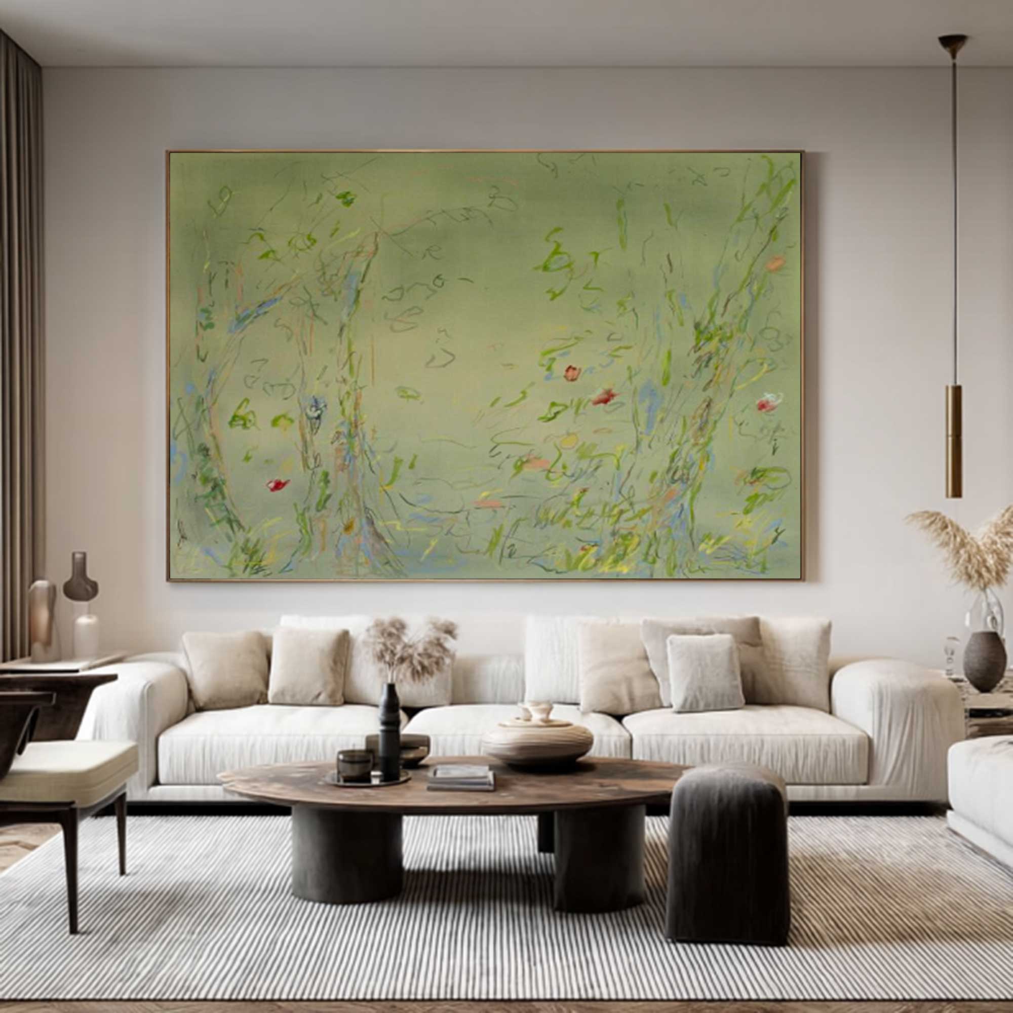 Green plant painting, green graffiti art, green flower painting