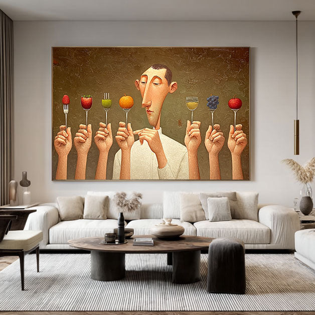Large Wall Decor for Foodie Gift. Kitchen Wall Art Painting on Canvas, Modern Dining Room Art