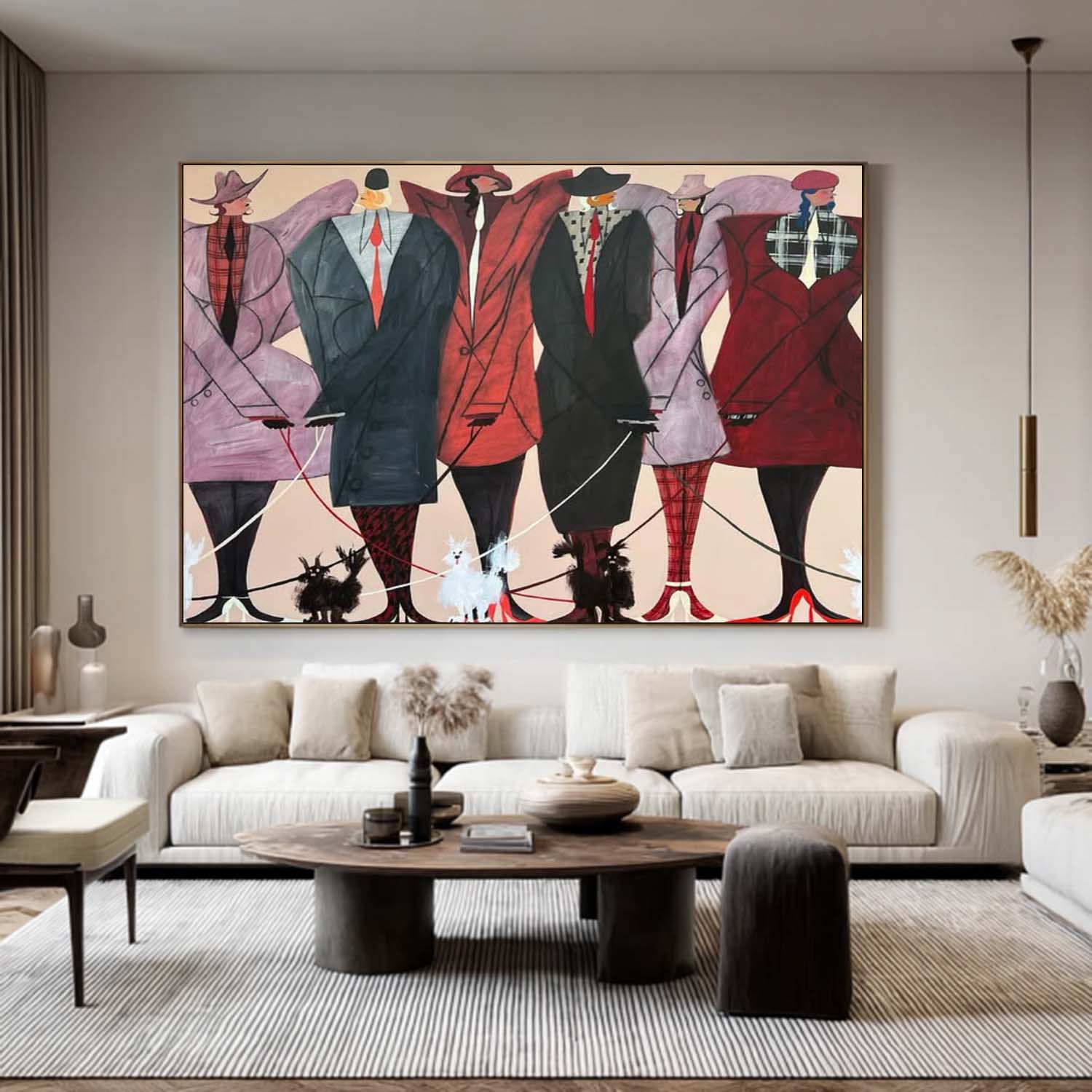 Haute Couture Figures with Poodles Oil Painting - Hand-Painted Fashion Wall Art