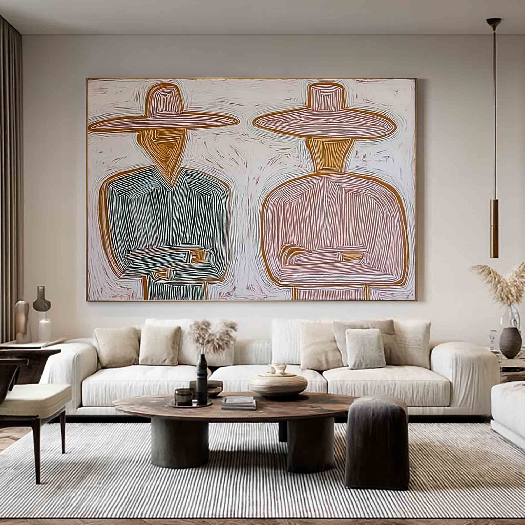 Two cowboys abstract painting Western cowboys abstract figure decor
