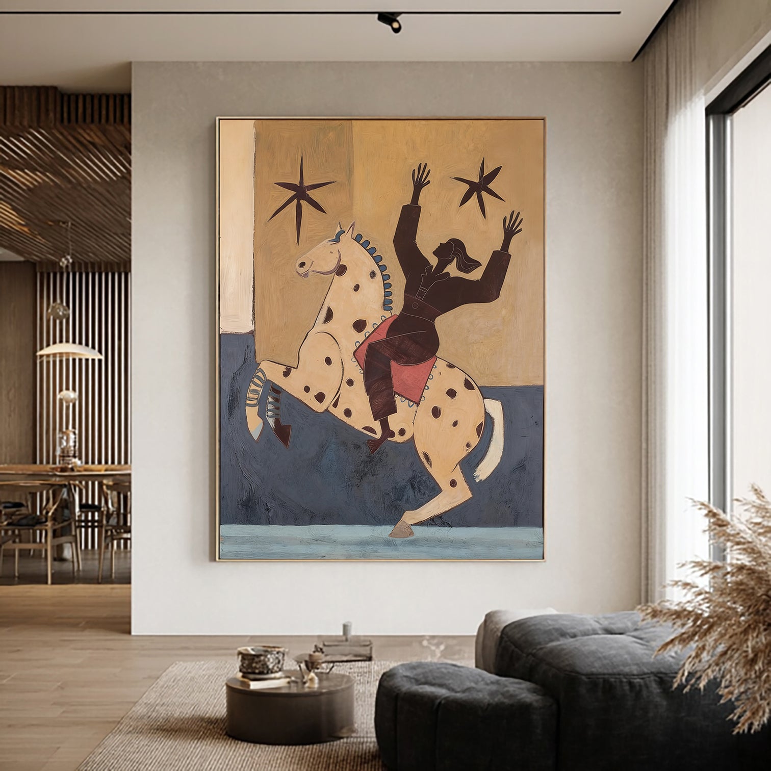 Farmhouse Wall Decor Mid Century Modern Horse Painting Boho Wall Art