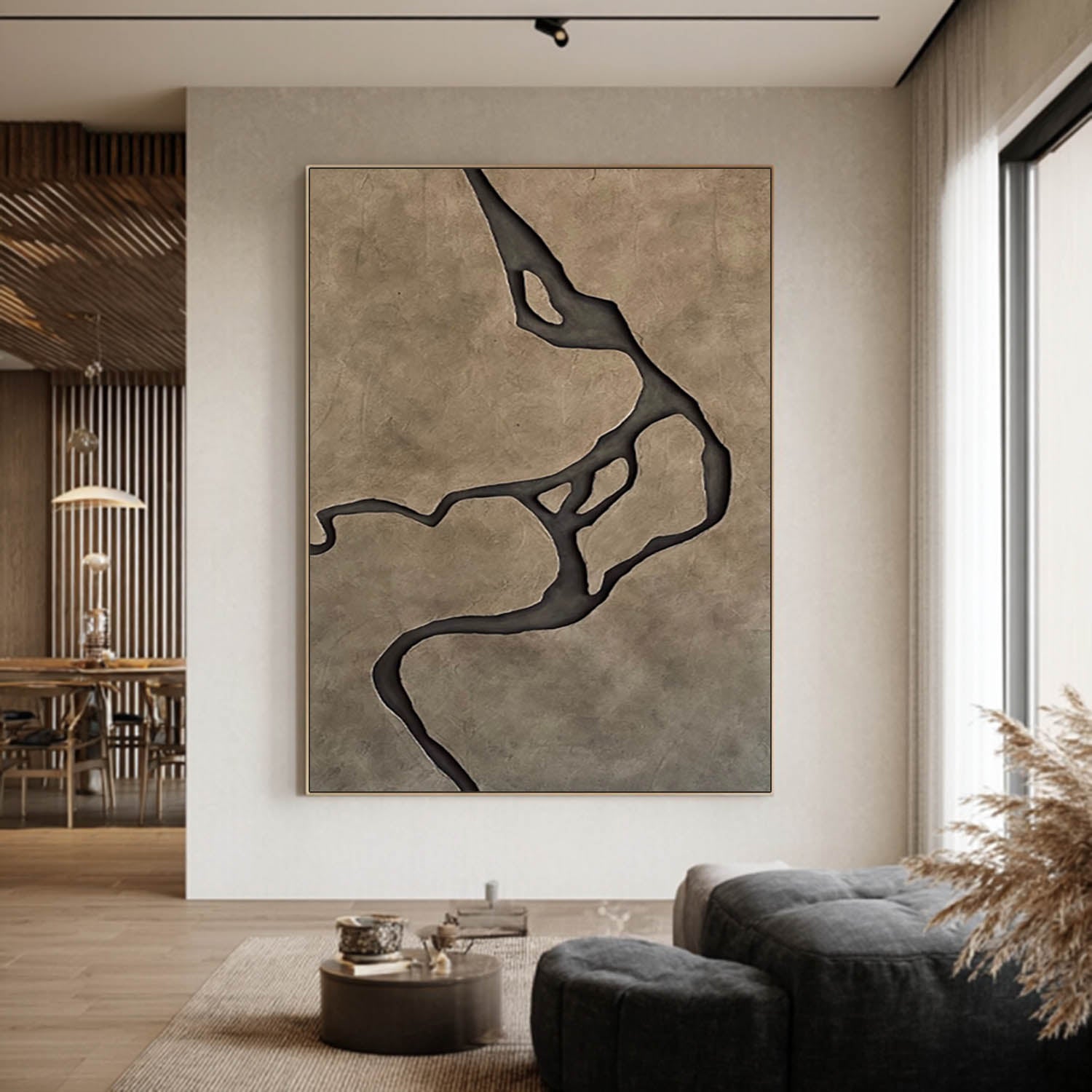 Hand-Carved River Veins Wood Wall Art - Wabi-Sabi 3D Relief Sculpture For Living Room Decor