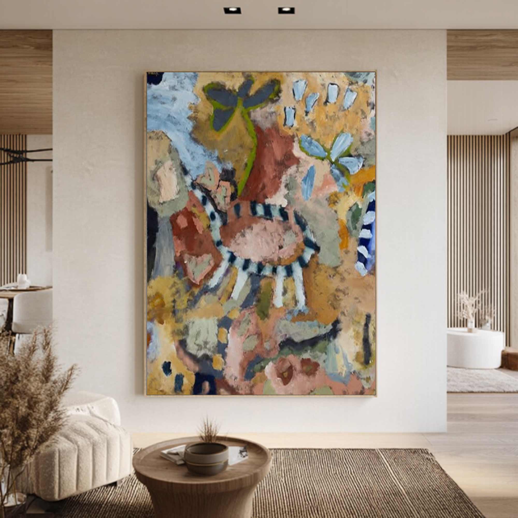 Abstract painting in a modern living room setting