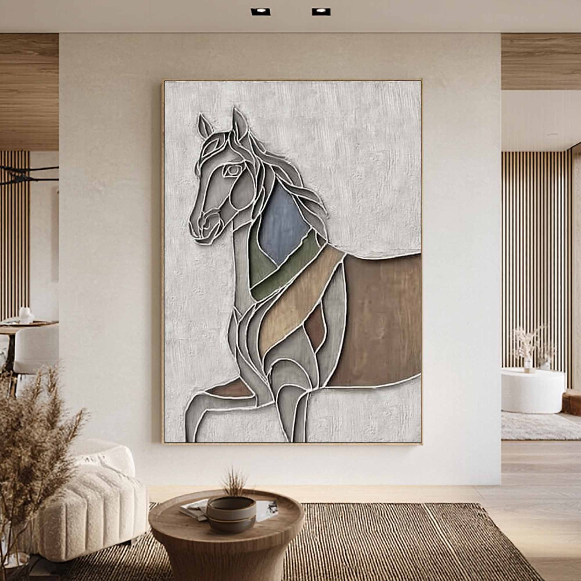 Horse Abstract wood Sculpture art Horse Textured Sculpture wall decor 