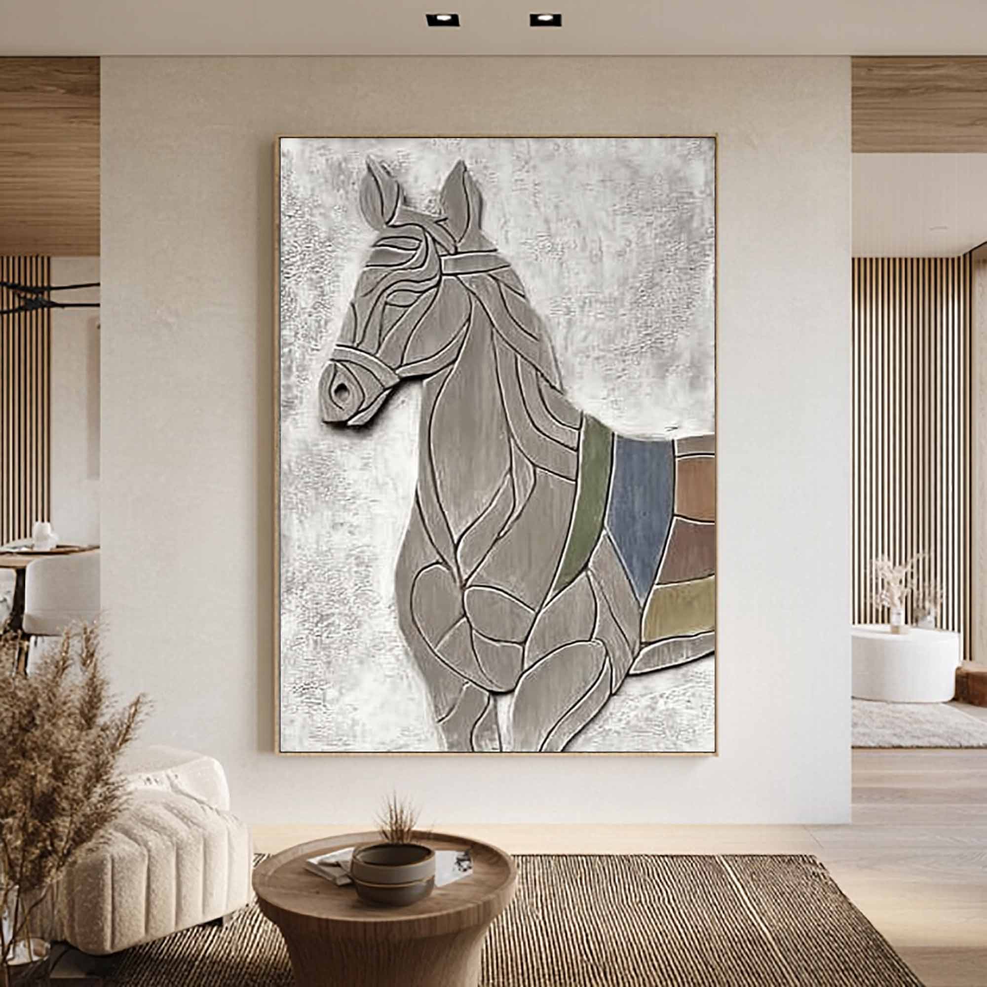 Horse Abstract wood Sculpture art Horse Textured Sculpture wall decor 