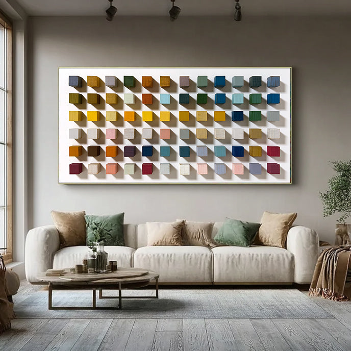 Wood 3D Textured Wall Art colorful Contemporary Wood Wall Decor 