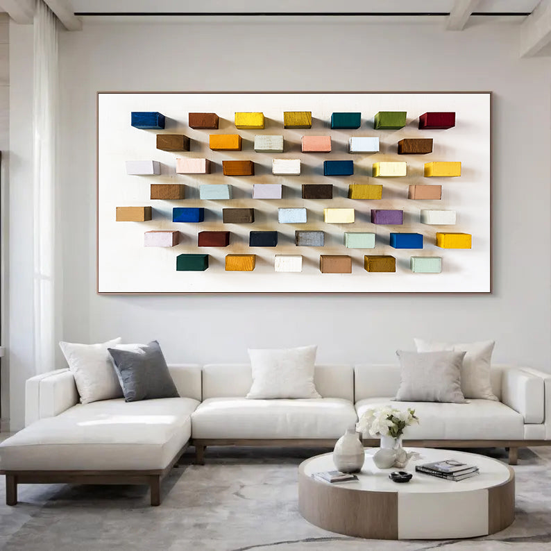 3D Wooden Wall Art Geometric Wood Wall Art Modern Wood Mosaic Wall Decor