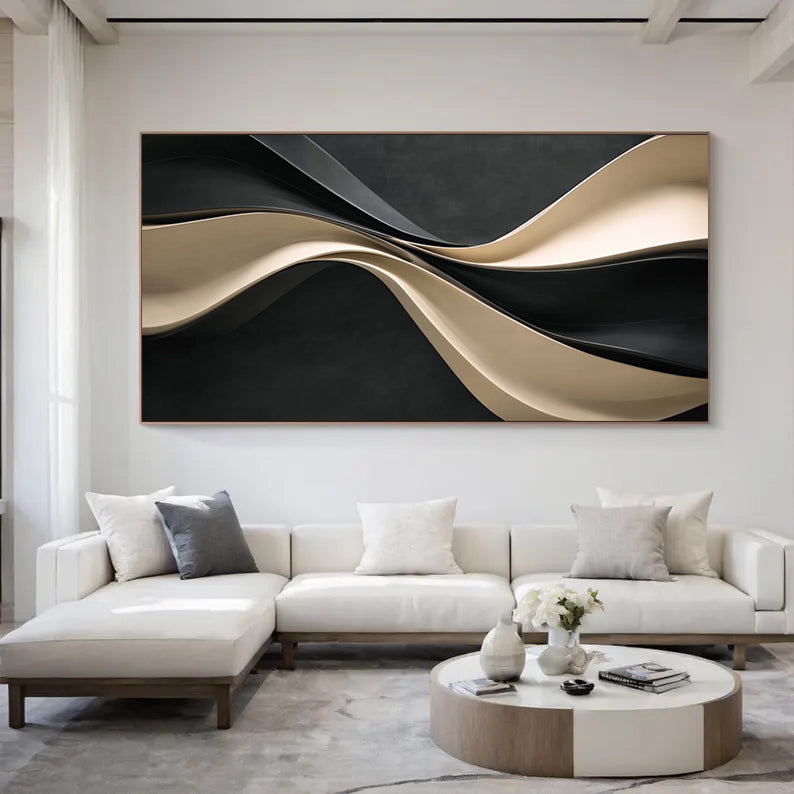 3D Wood Wall Art Neutral Abstract Textured Wall Decor for Sofa Above