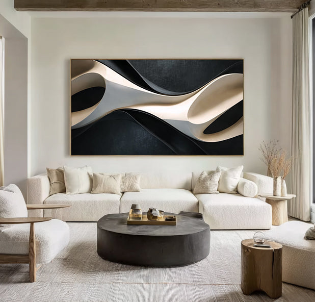 3D Textured Wood Wall Art | Neutral Boho Organic Wood Sculpture Wall Art