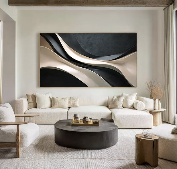 3D Textured Wood Wall Art | Neutral Boho Wood Wall Sculpture for Living Room