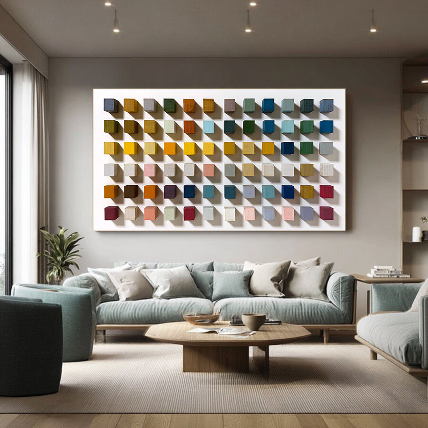 Wood 3D Textured Wall Art colorful Contemporary Wood Wall Decor 