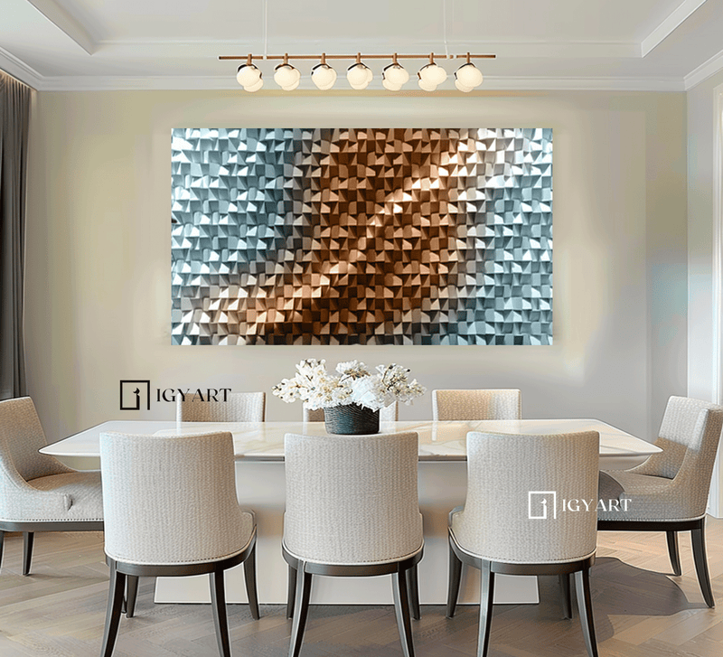 Blue Sculptured art Painting Wood carving wall art Art sculpture Textured Wall Decor Abstract 3D Textured Wall Art