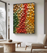 Geometric Wood Art Sculptured art Painting Colorful sculpture Textured Wall Decor Wood Block Art Geometric Wood Wall Art