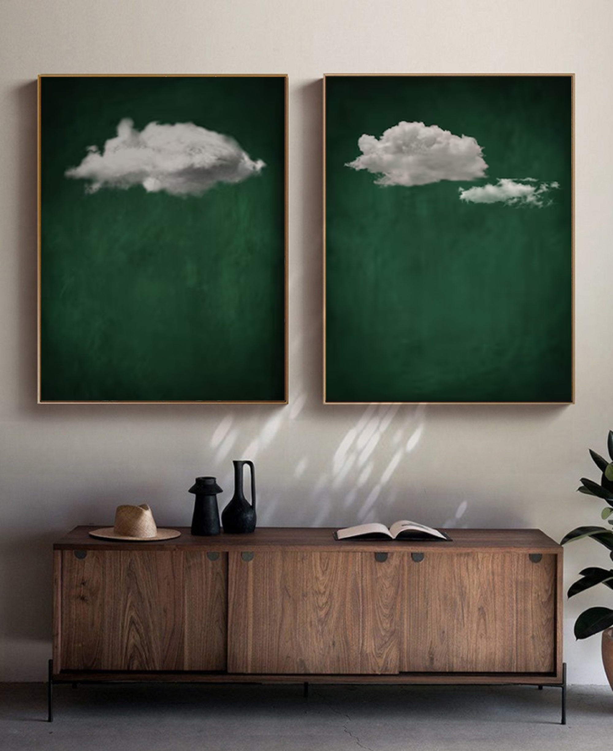 White cloud painting white cloud sky painting green abstract painting