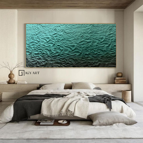 Blue Sculptured art Painting Wood carving wall art Art sculpture Textured Wall Decor Abstract 3D Textured Wall Art