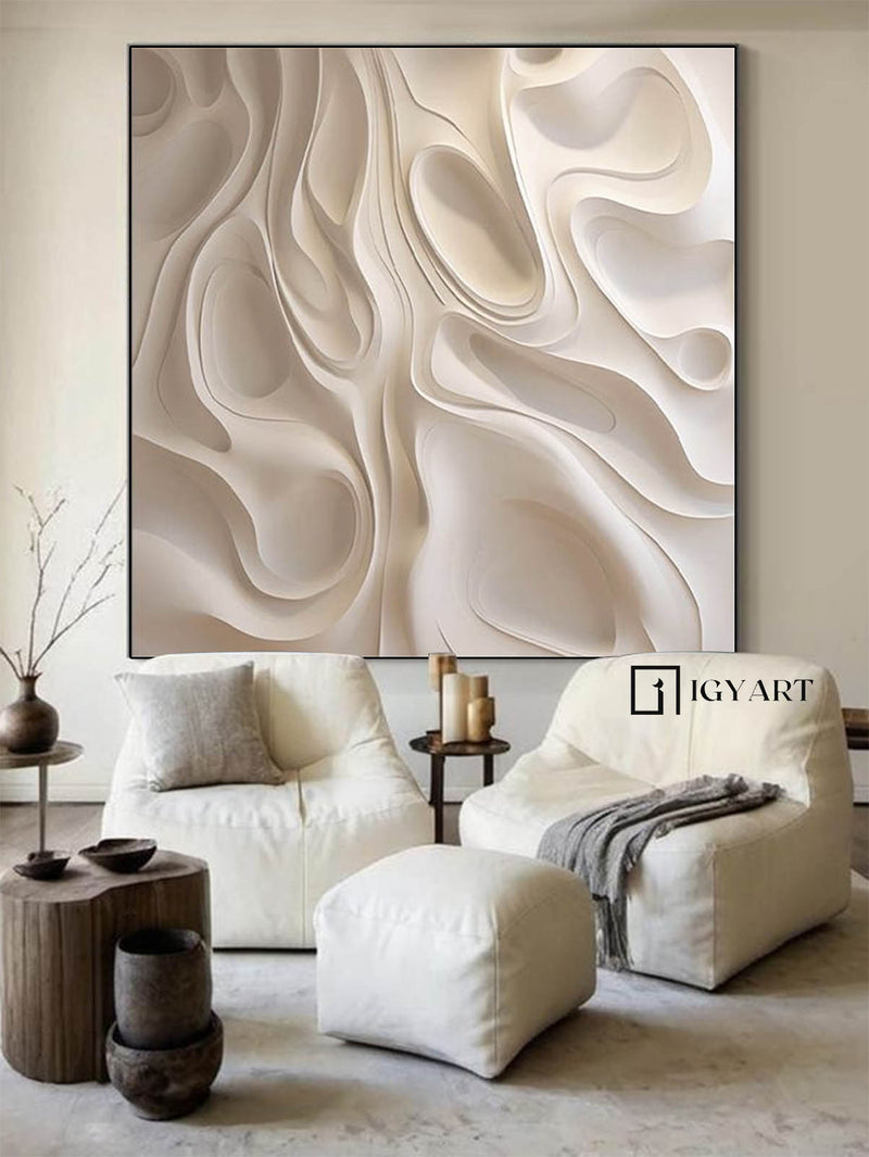 Beige Sculptured art Painting Art sculpture Textured Wall Decor Beige 3D Textured Wall Decor