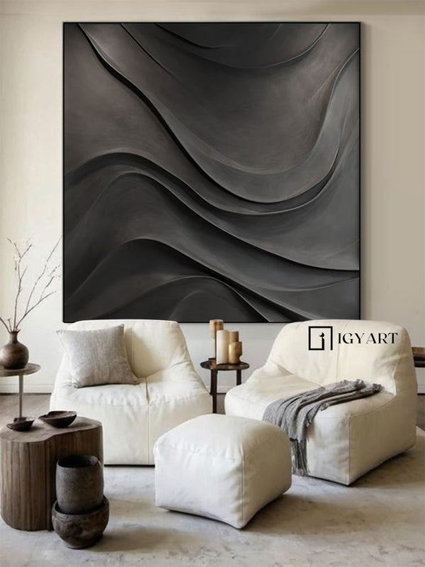 black Sculptured art Painting Art sculpture Textured Wall Decor black 3D Textured Wall Decor Customizable colors