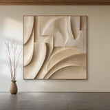 Beige Textured Wall Decor Wood 3D Textured Wall Decor Wood carving wall art