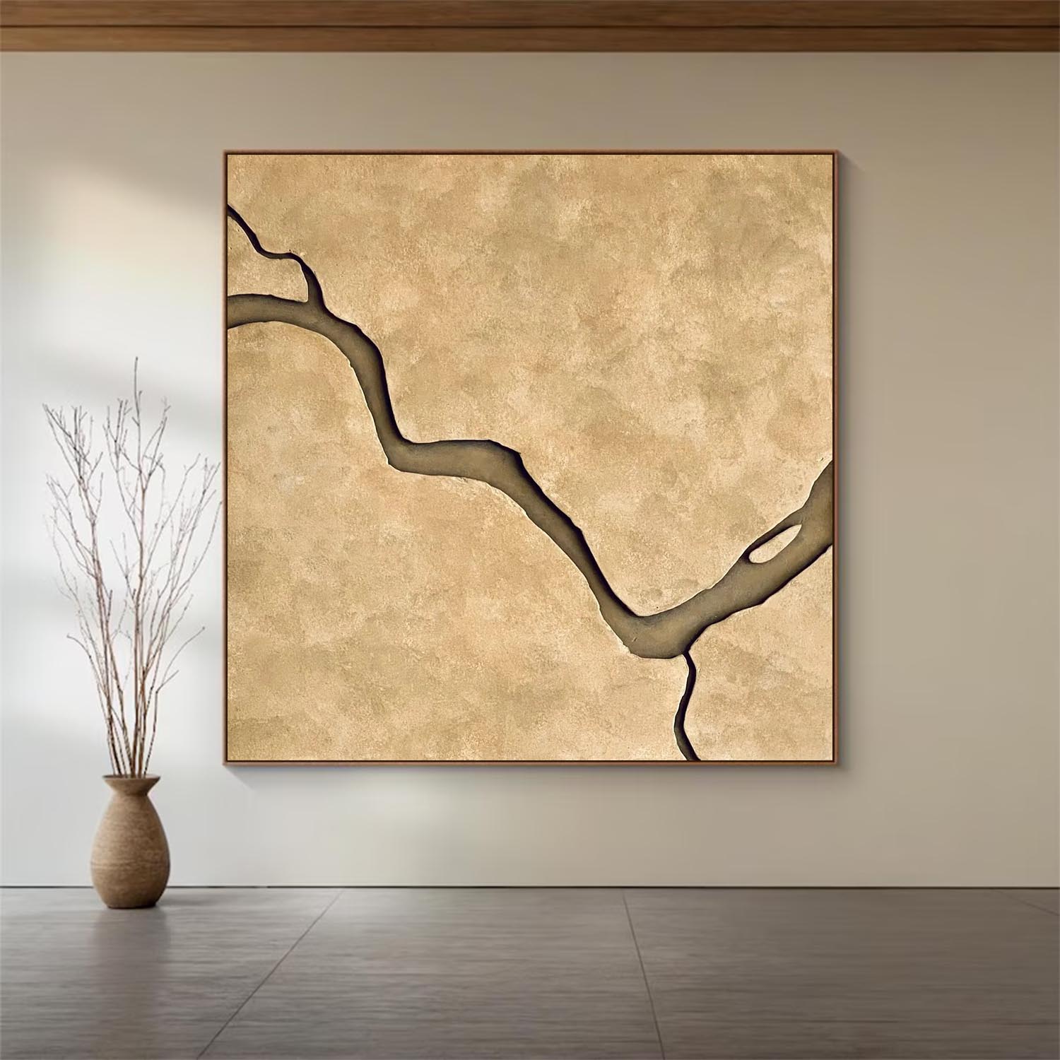 Earth Tone Japandi style 3D Wood Wall Art Modern Boho Wabi Sabi for Living Room