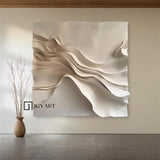 Wood carving wall art Beige Sculptured art 3D Textured Wall Decor 