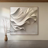 Beige Sculptured art Wood carving wall art 3D Textured Wall Decor 