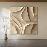 Wood carving wall art Beige Sculptured art Wooden wall decor